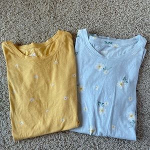 Two Victoria Secret PINK Floral T-shirts